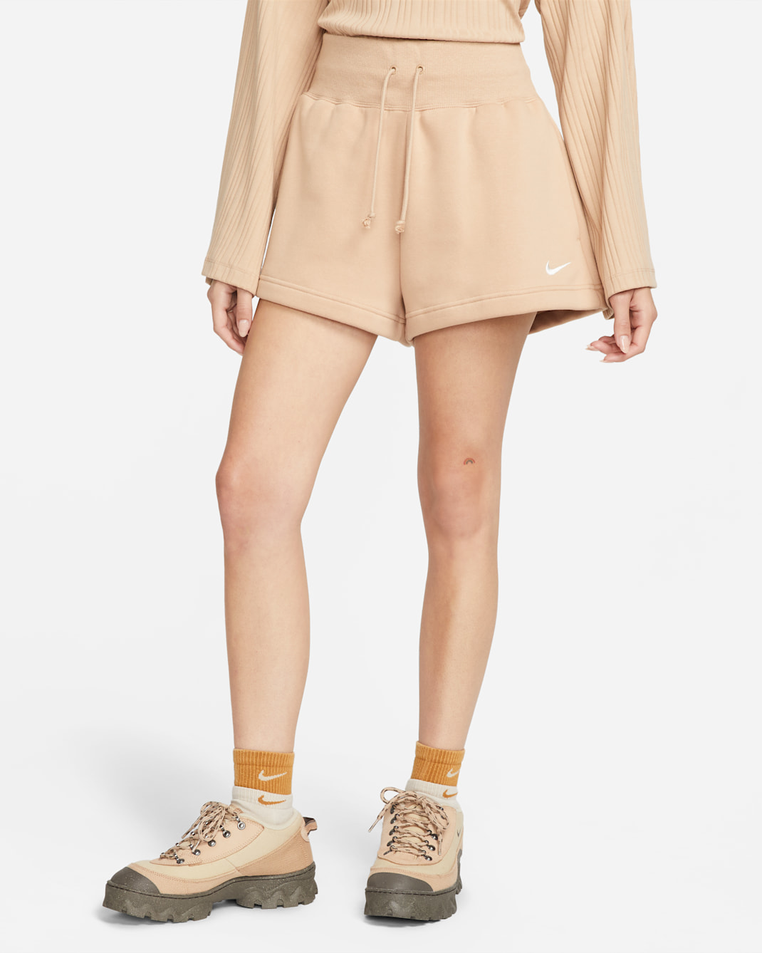 Nike Sportswear Phoenix Fleece Women's High-Waisted Loose Shorts - Hemp/Sail