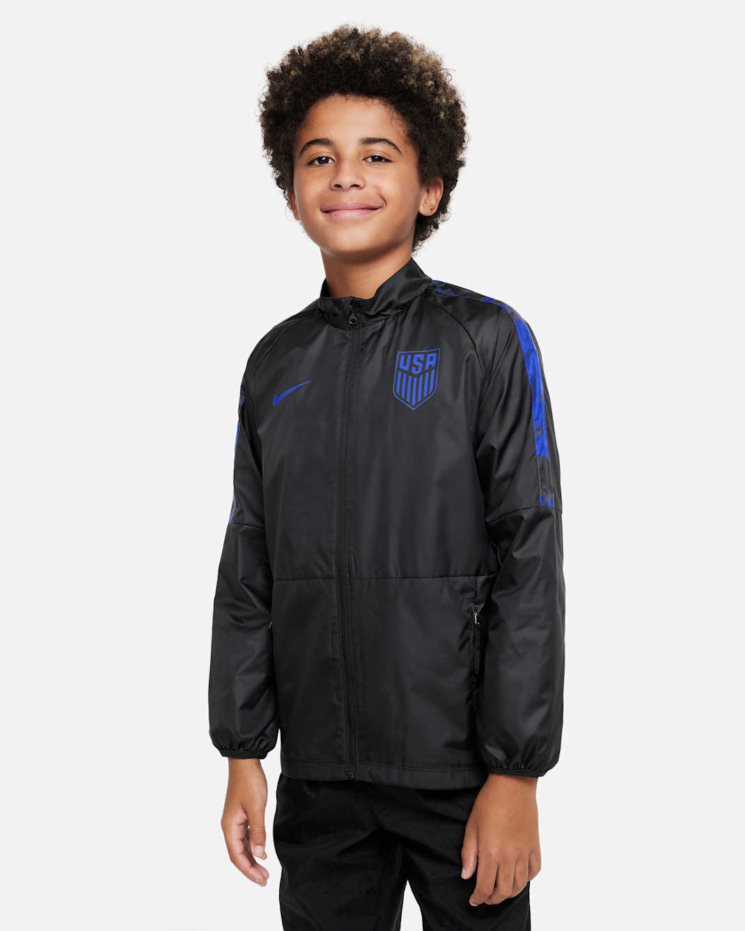 U.S. Repel Academy AWF Big Kids' Soccer Jacket - Black/Bright Blue/Bright Blue