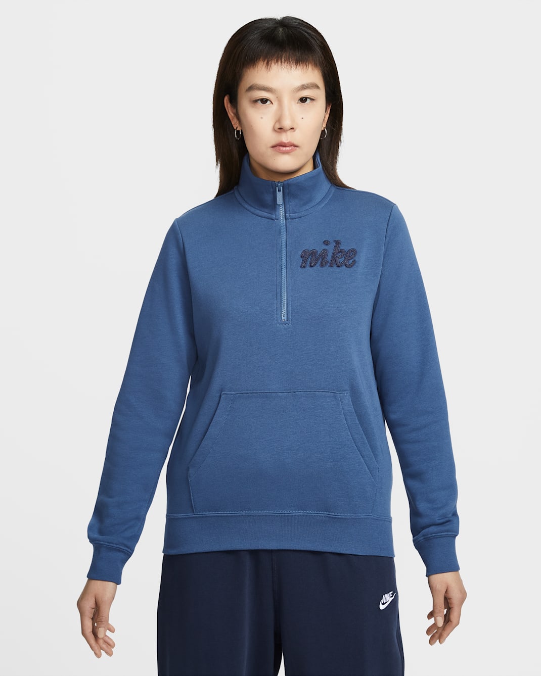 나이키 스포츠웨어 클럽 플리스 여성 쿼터집 스웻셔츠 - 미스틱 네이비/썬더 블루
