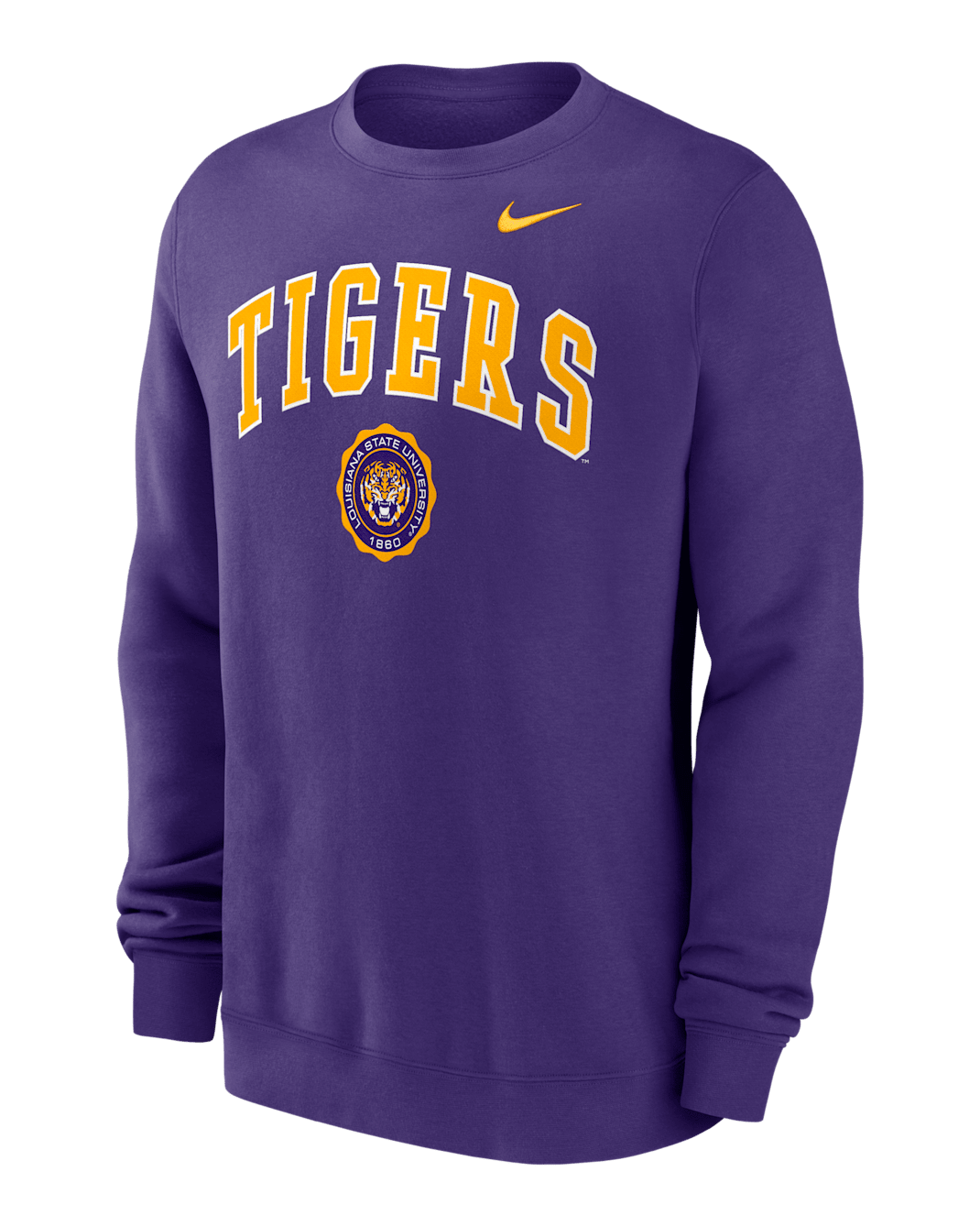 LSU Tigers Arched Seal Men's Nike College Pullover Crew - Court Purple