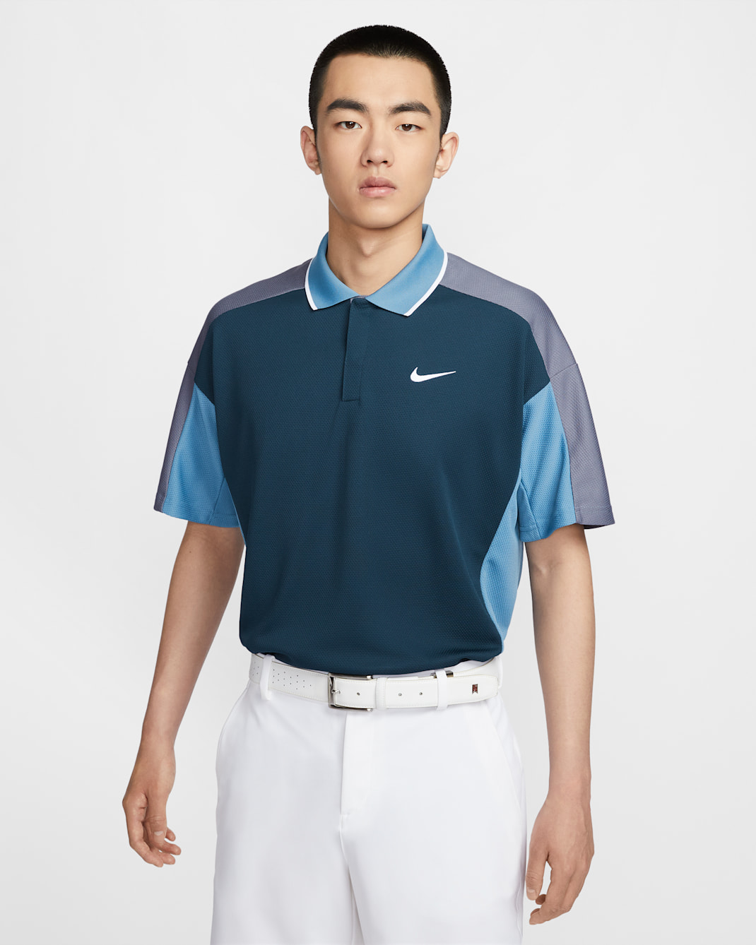 Nike Golf Club Men's Dri-FIT Golf Polo - Armoury Navy/Light Carbon/Aegean Storm/White