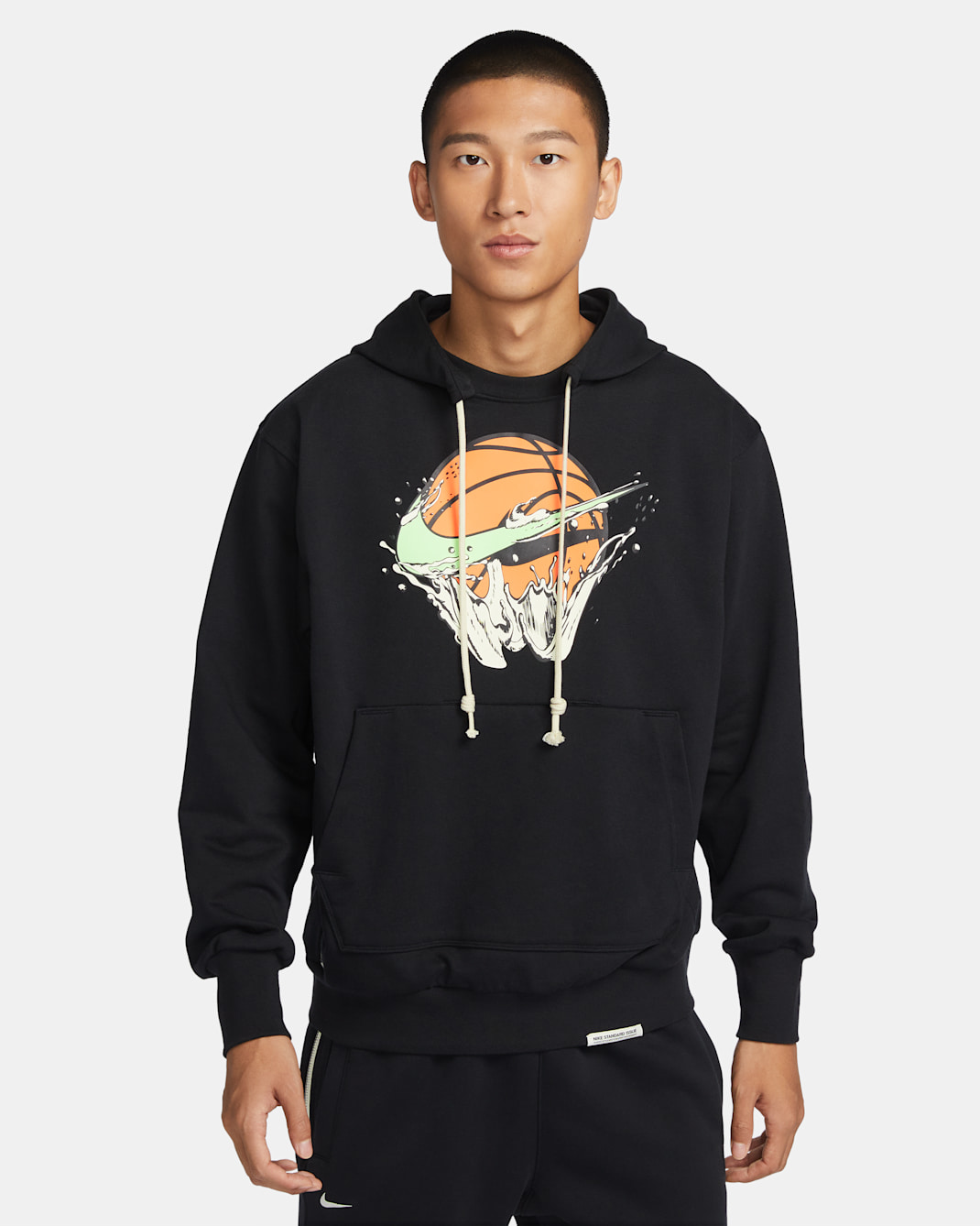 Nike Dri-FIT Standard Issue Men's Pullover Basketball Hoodie - Black/Lime Blast
