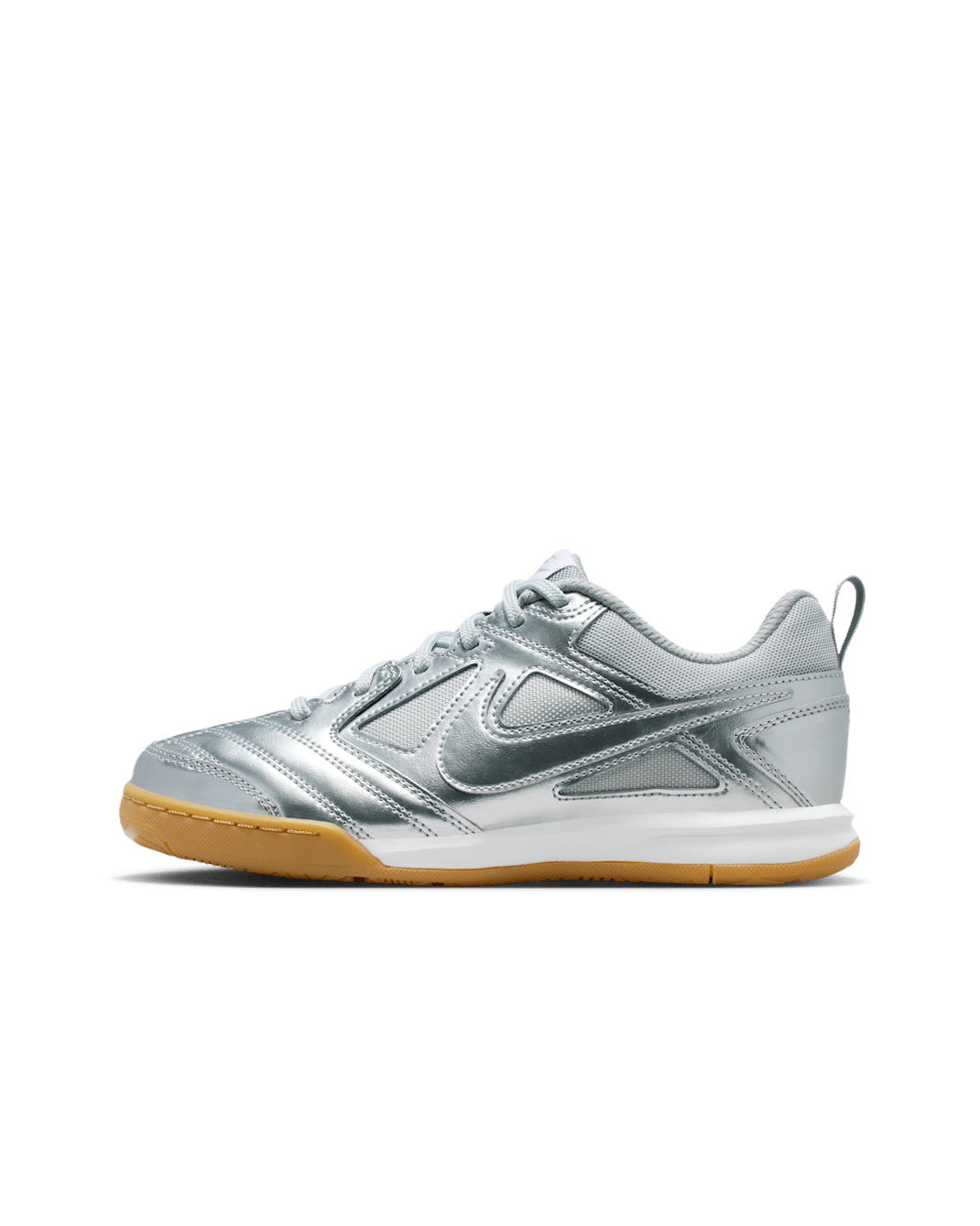 Nike Gato LV8 Older Kids' Shoes - Metallic Silver/White/Gum Light Brown/Metallic Silver