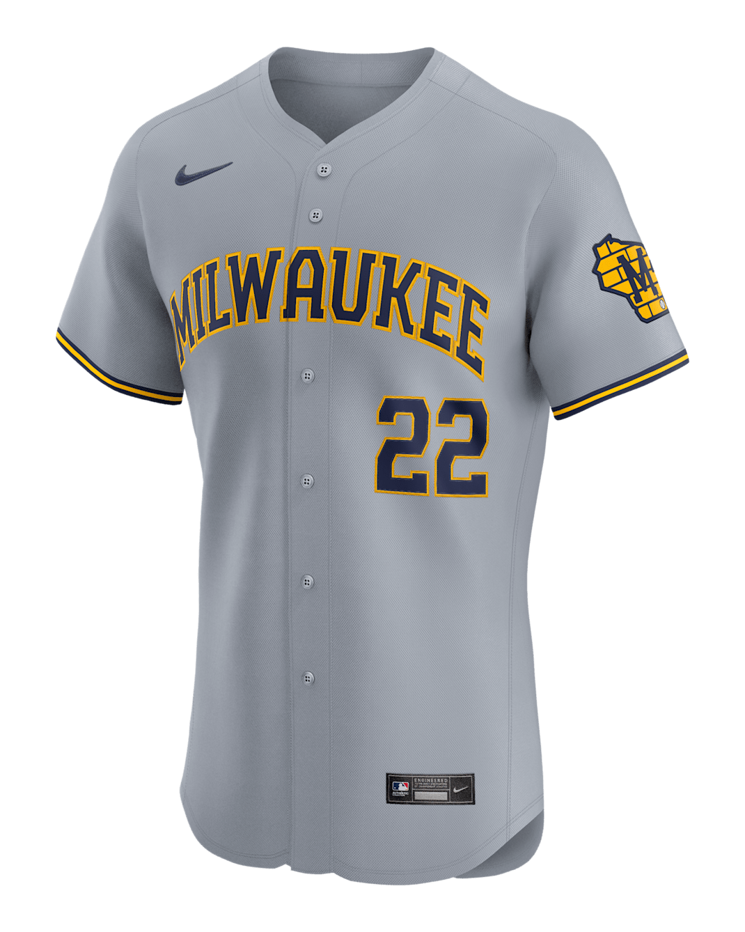 Christian Yelich Milwaukee Brewers Men's Nike Dri-FIT ADV MLB Elite Jersey - Grey