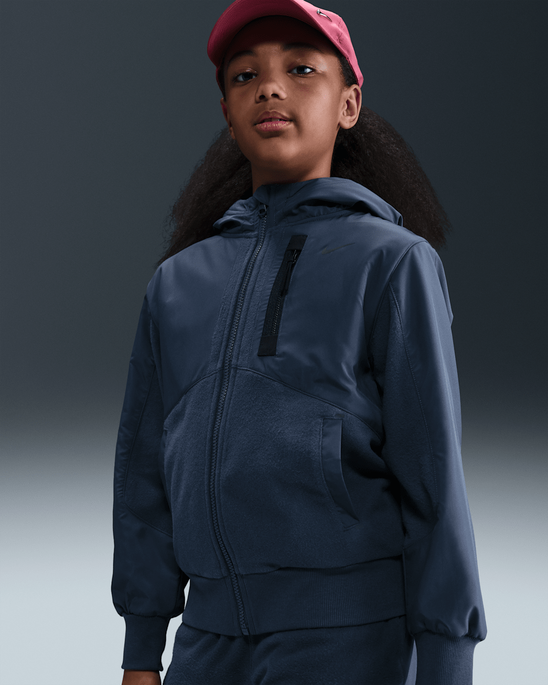 Nike Sportswear City Utility EasyOn Older Kids' Therma-FIT Winterized Jacket - Thunder Blue/Thunder Blue/Black