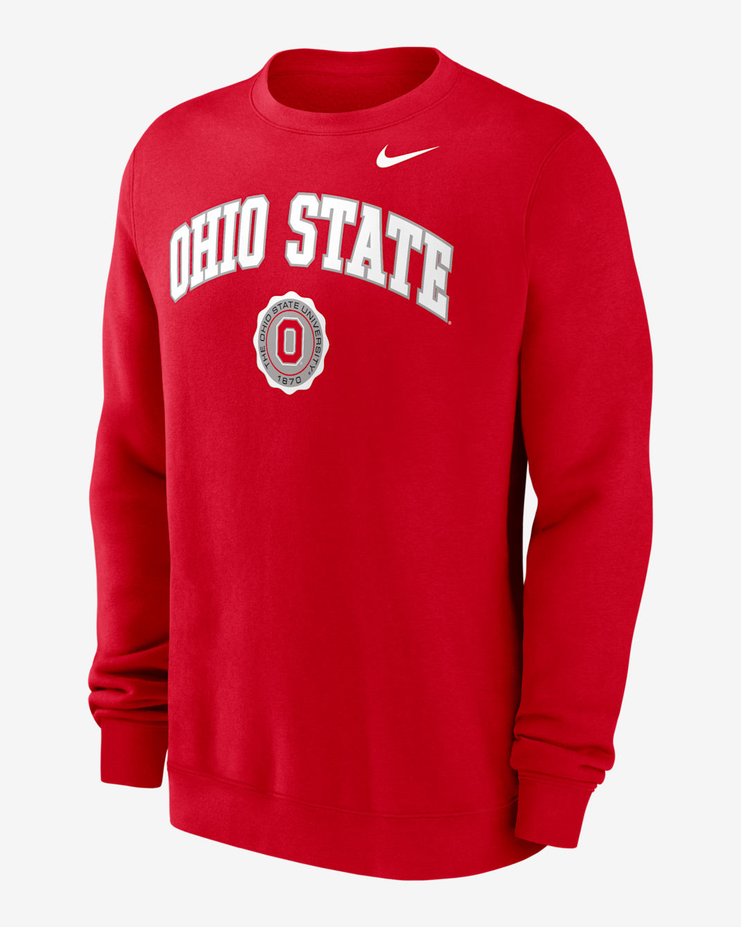 Ohio State Buckeyes Arched Seal Men's Nike College Pullover Crew - University Red
