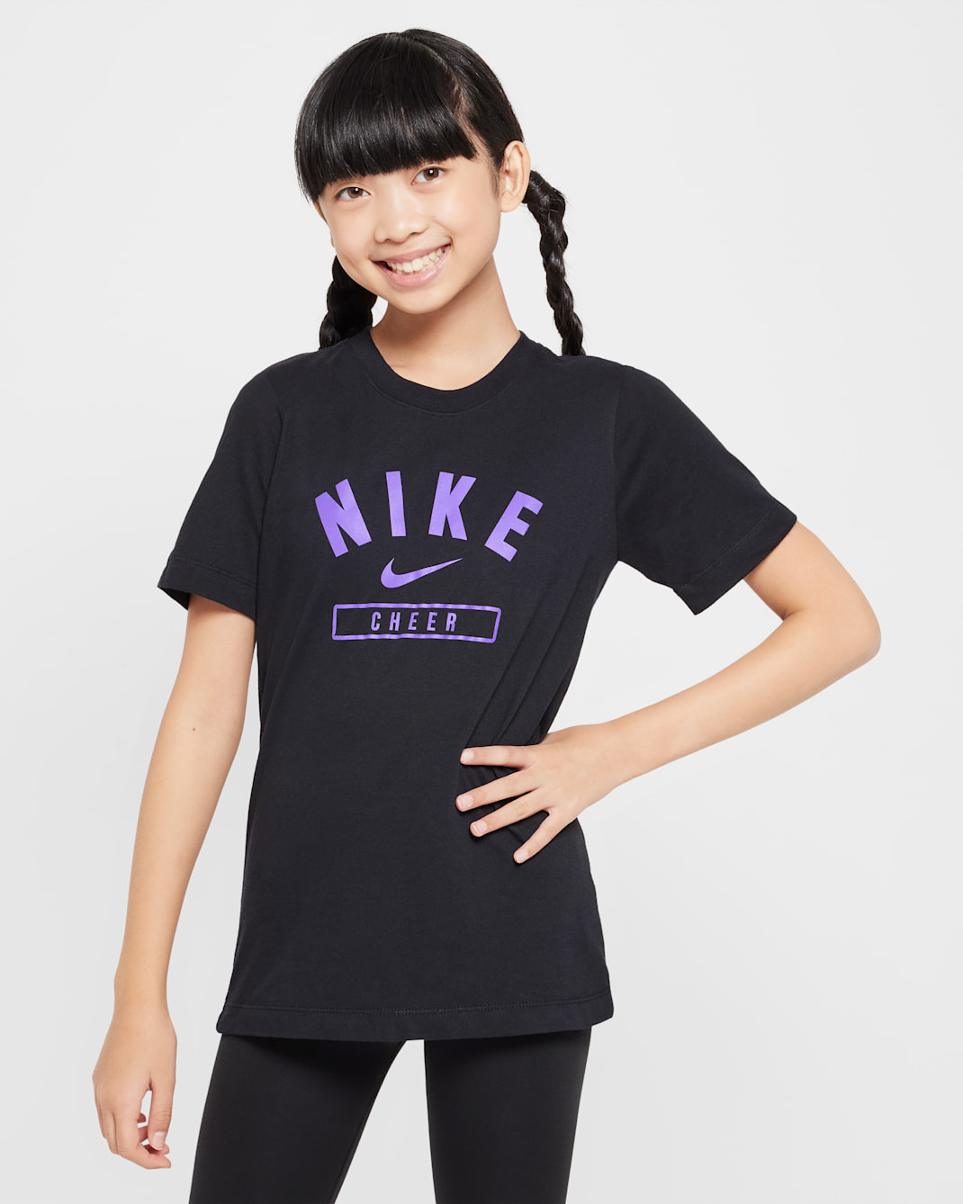 Nike Big Kids' (Girls') Cheer T-Shirt - Black/Purple