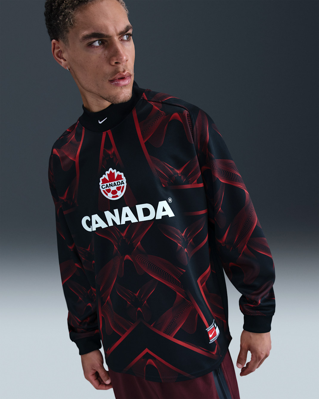 Fotbollströja målvakt Canada Authentic Nike för män - Svart/Sport Red/Vit