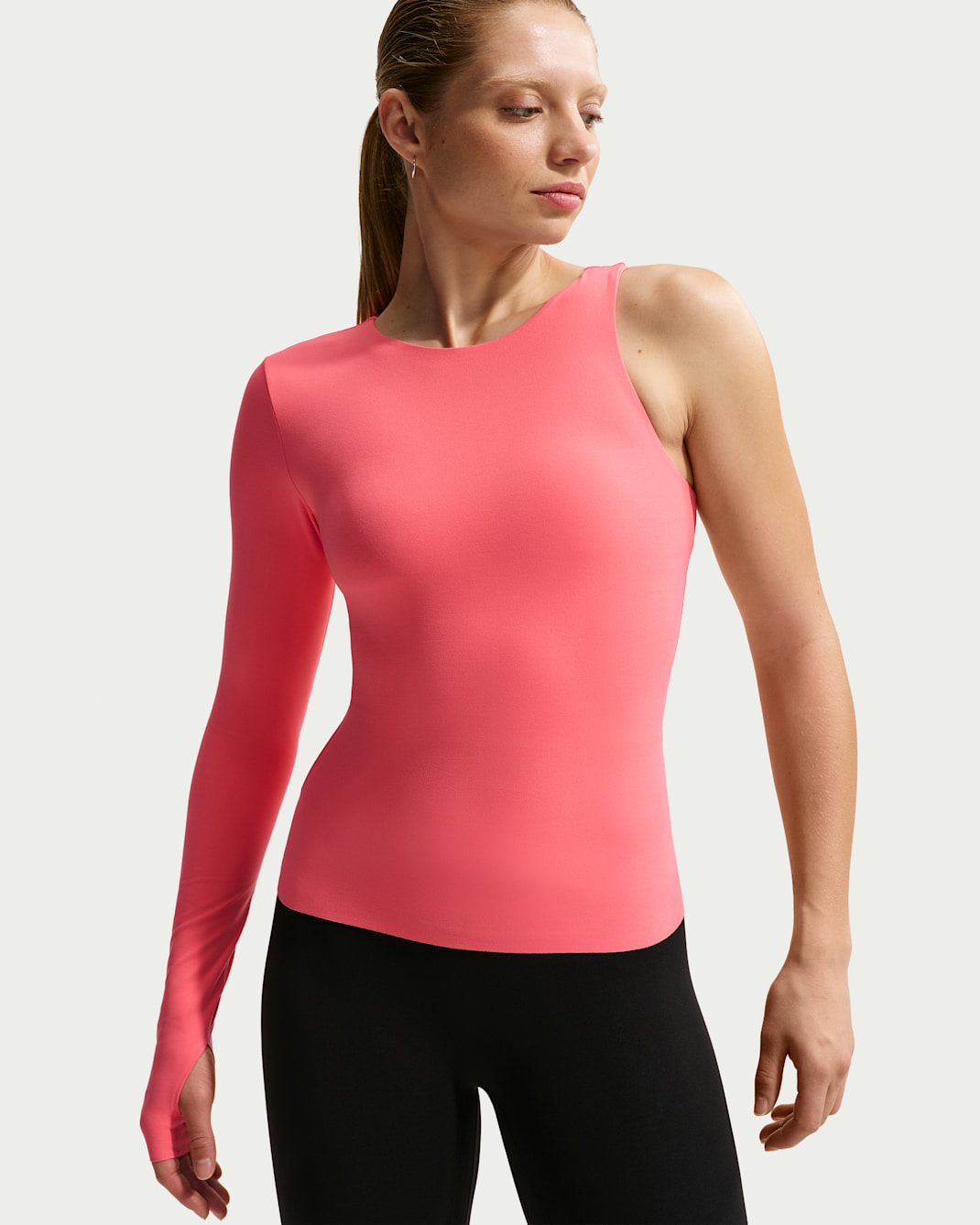 Playera de una sola manga Dri-FIT para mujer Nike Zenvy - Coral marino/Blanco