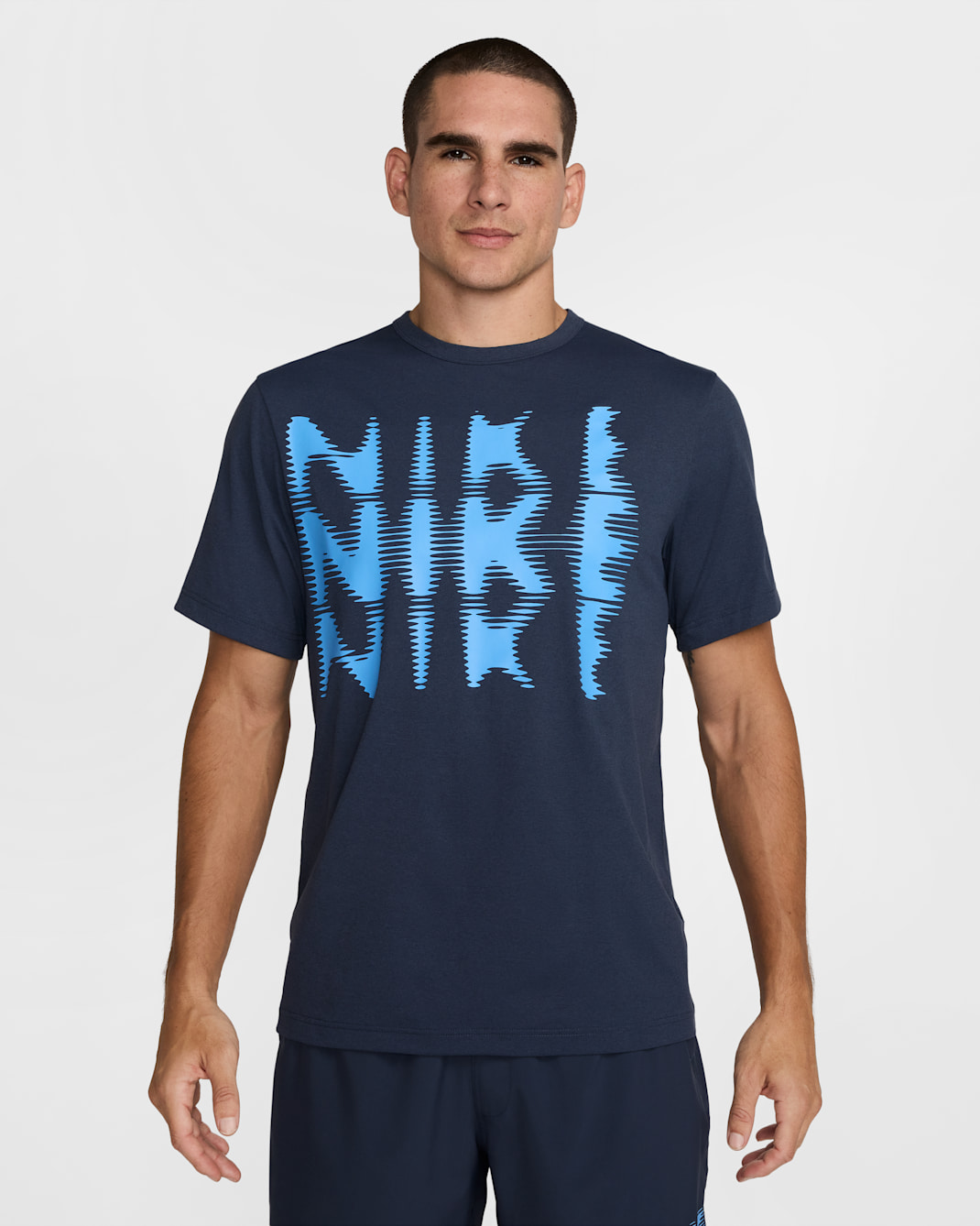 Playera de fitness de manga corta Dri-FIT UV para hombre Nike Hyverse - Trueno azul/Negro