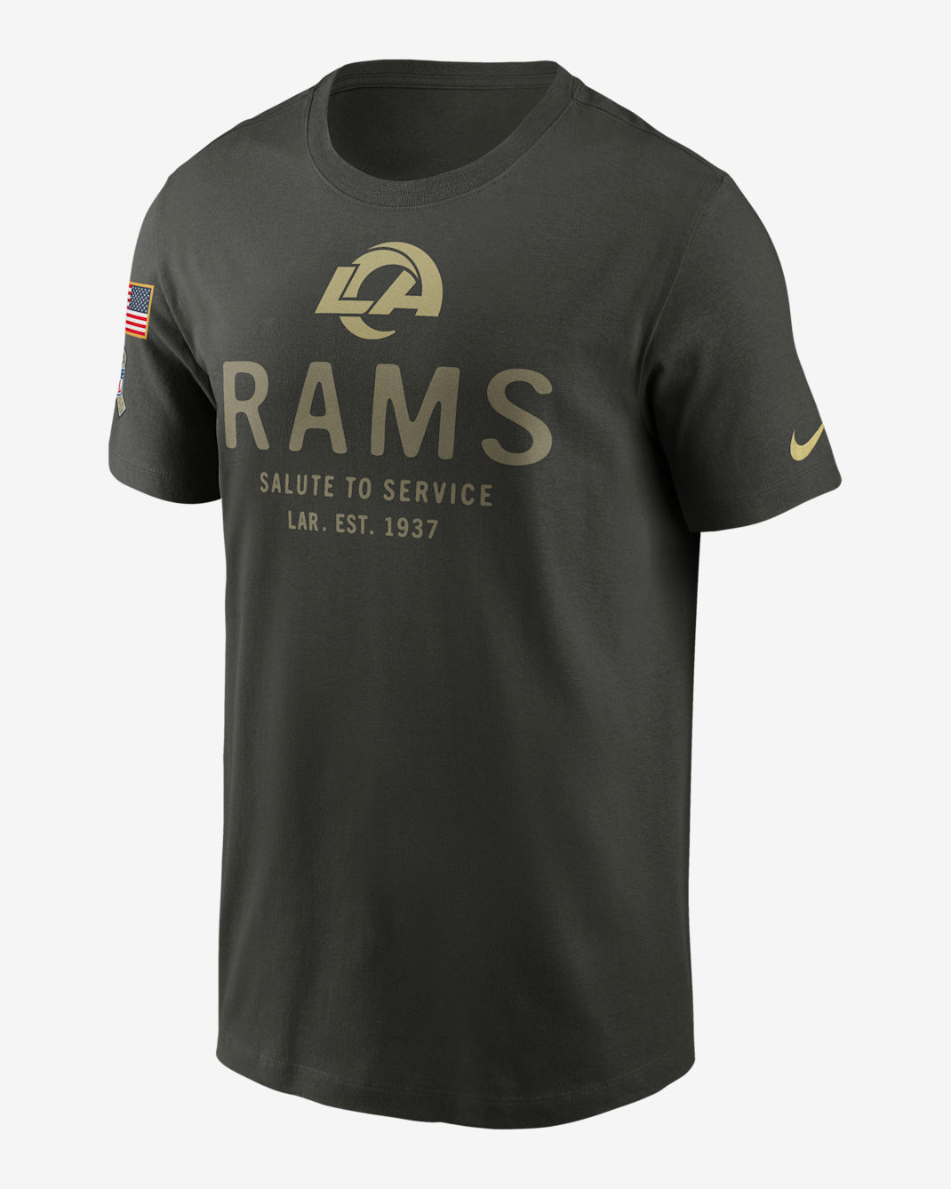 Playera Nike Dri-FIT de la NFL para hombre Los Angeles Rams Salute to Service Sideline Primary Edge - Secuoya