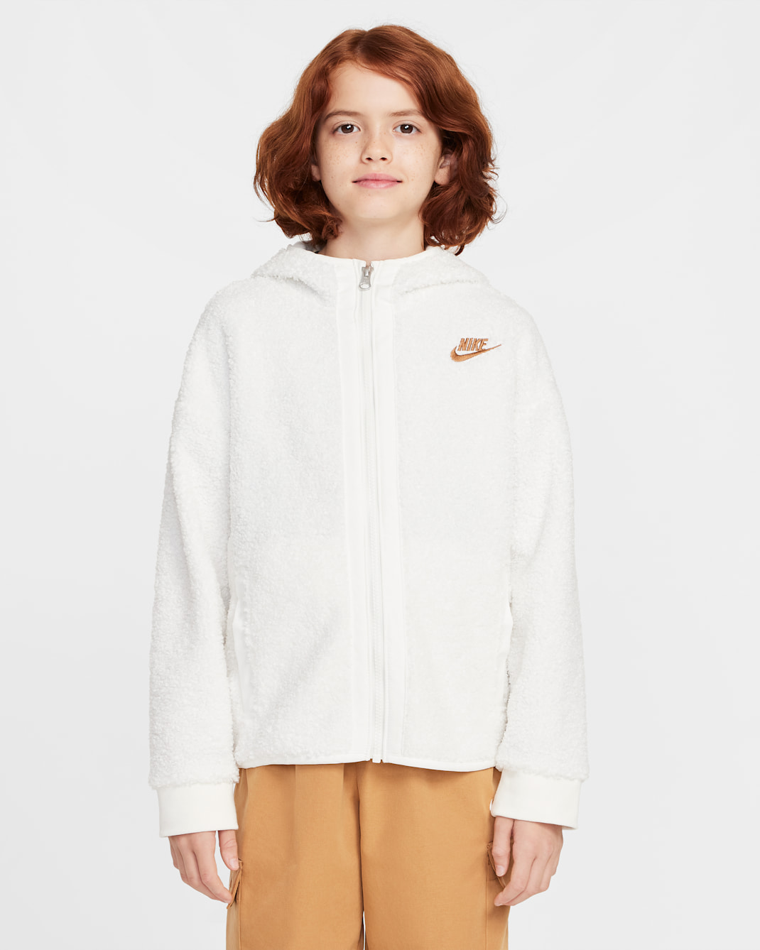 Nike Sportswear Club Older Kids' Full-Zip Winterized Hoodie - Sail