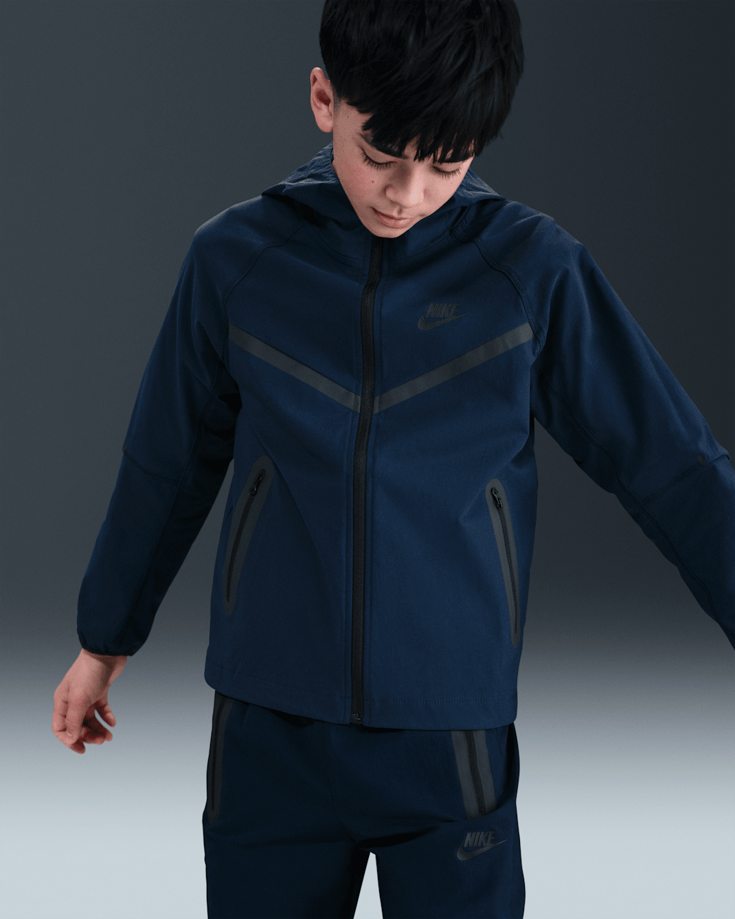 Nike Tech Older Kids' (Boys') Woven Jacket - Obsidian/Obsidian/Black
