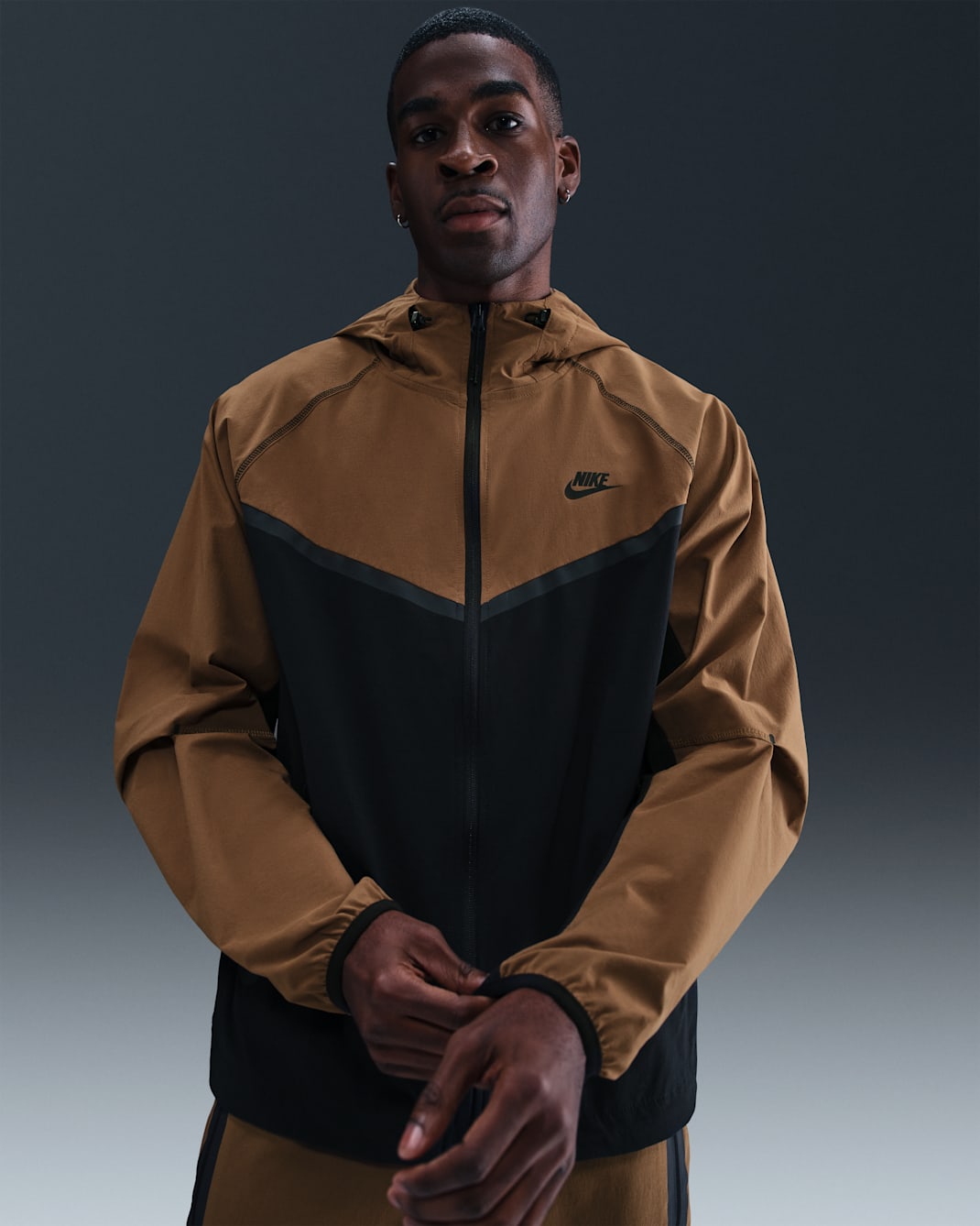 Nike Tech Men's Woven Jacket - Black/Mosswood Brown/Black