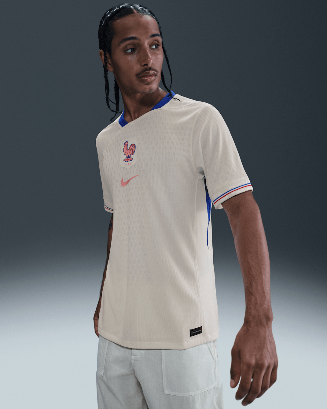 FFF 2025 Match Away (Women's Team) Men's Nike Dri-FIT ADV Football Authentic Shirt - Pale Ivory/Sail/Bright Blue/Light Madder Root