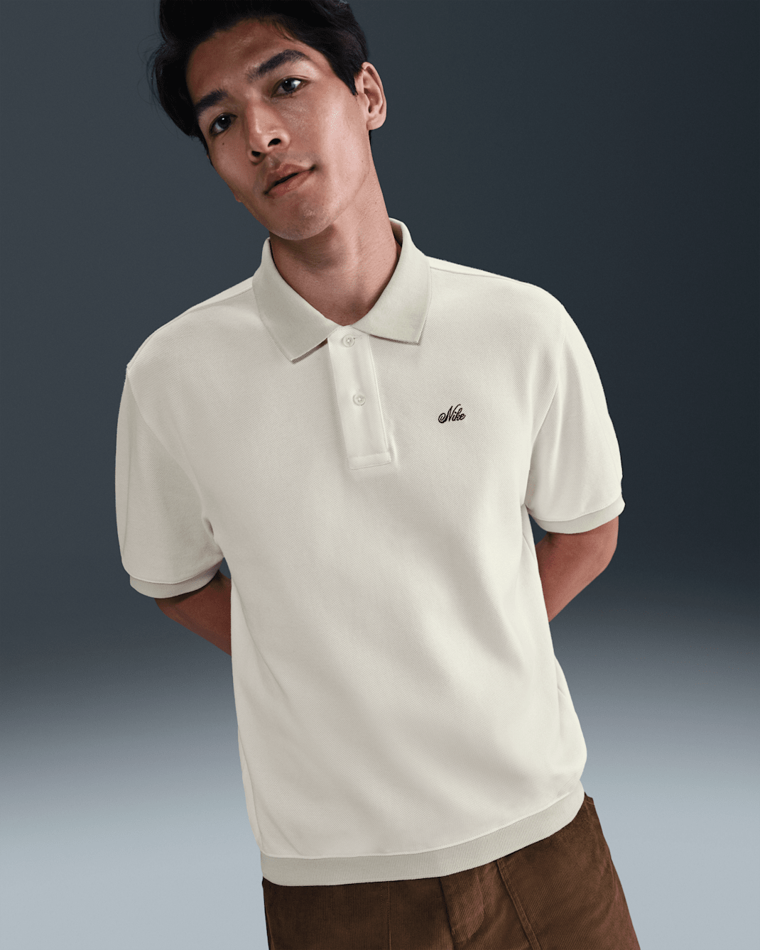 เสื้อโปโลเนื้อหนักผู้ชาย Nike Life - Sail/Light Khaki/Medium Olive