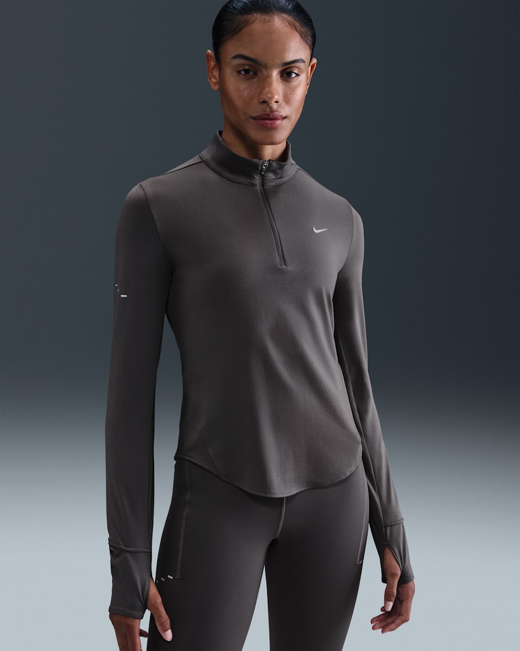 Nike Swift Women's Dri-FIT UV 1/4-Zip Running Top - Thunder Grey