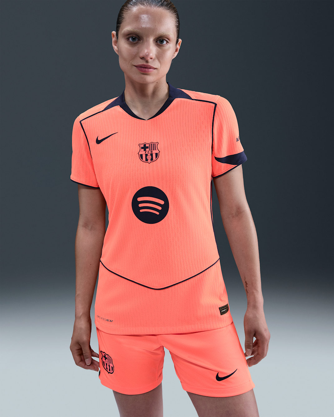 FC Barcelona 2025/26 Match Third Nike Dri-FIT ADV Total 90 Authentic Fußballtrikot (Damen) - Bright Mango/Midnight Navy/Midnight Navy
