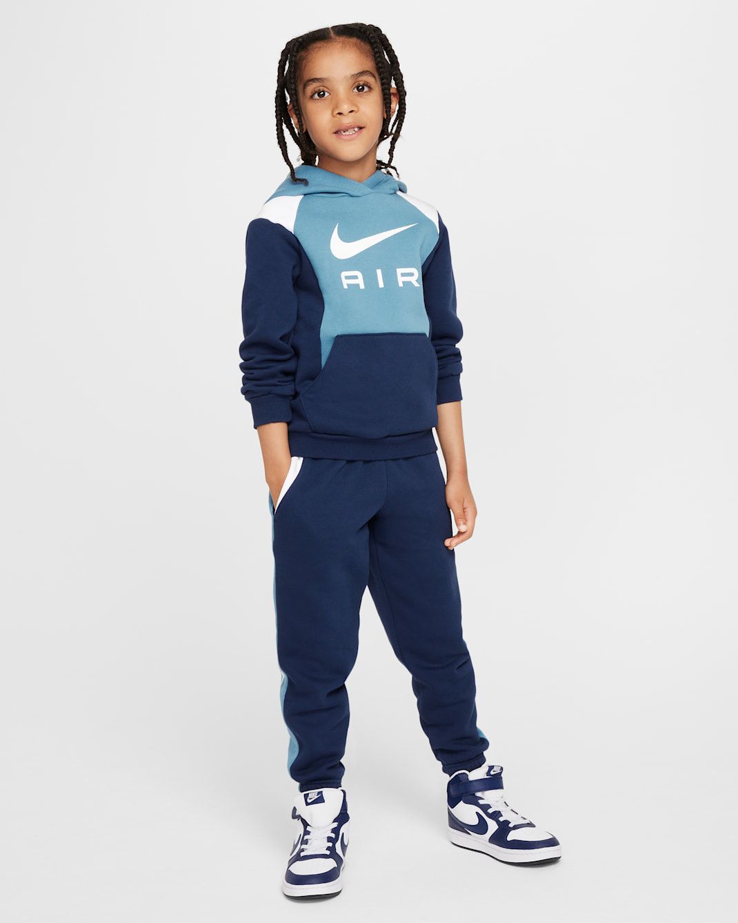 Nike Air Younger Kids' Fleece Pullover and Trousers Set - Midnight Navy