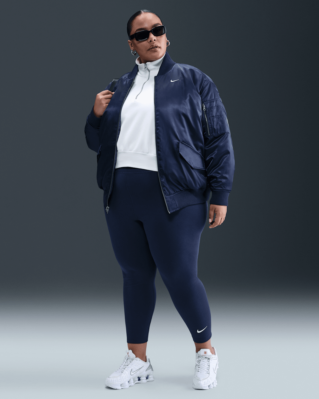 Nike Sportswear Classic Women's High-Waisted 7/8 Leggings (Plus Size) - Midnight Navy/Sail