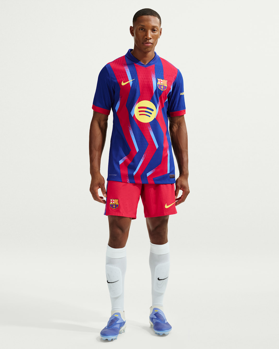 FC Barcelona 2025/26 Match Fourth Men's Nike Dri-FIT ADV Football Authentic Shorts - Salsa Red/Gym Blue/University Blue/Opti Yellow