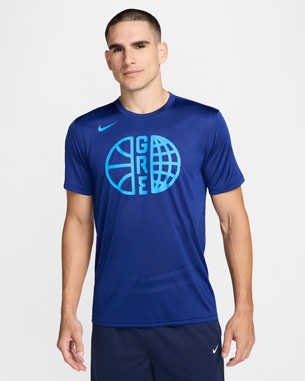 Playera de básquetbol Nike para hombre Greece Practice - Azul royal intenso/Azul royal intenso/Azul foto claro
