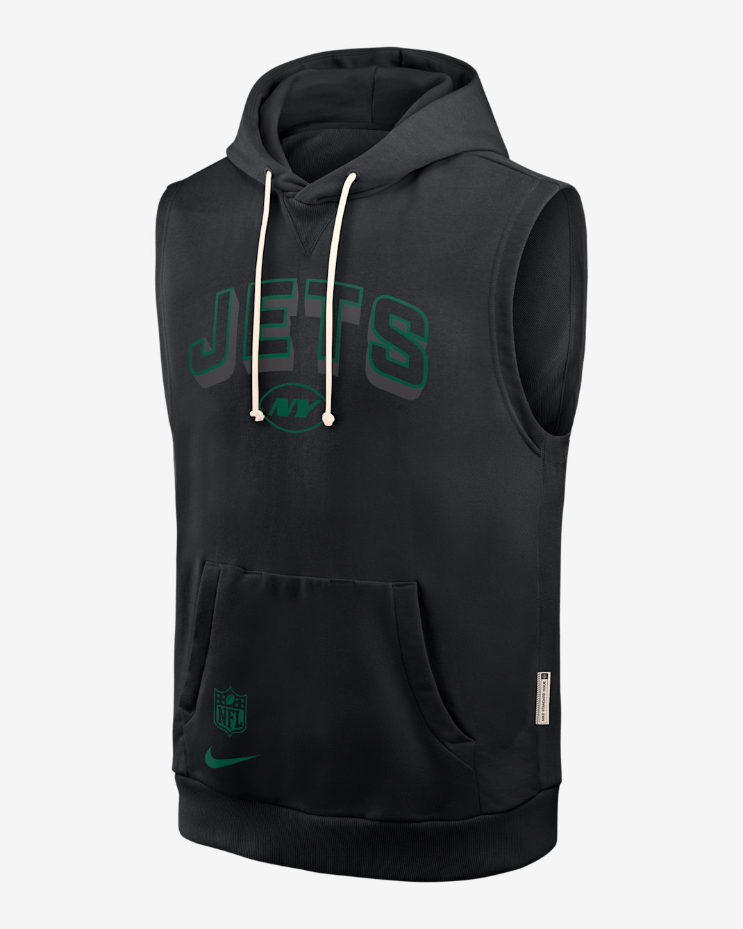Sudadera con gorro sin cierre sin mangas Nike Dri-FIT de la NFL para hombre New York Jets Sideline - Negro