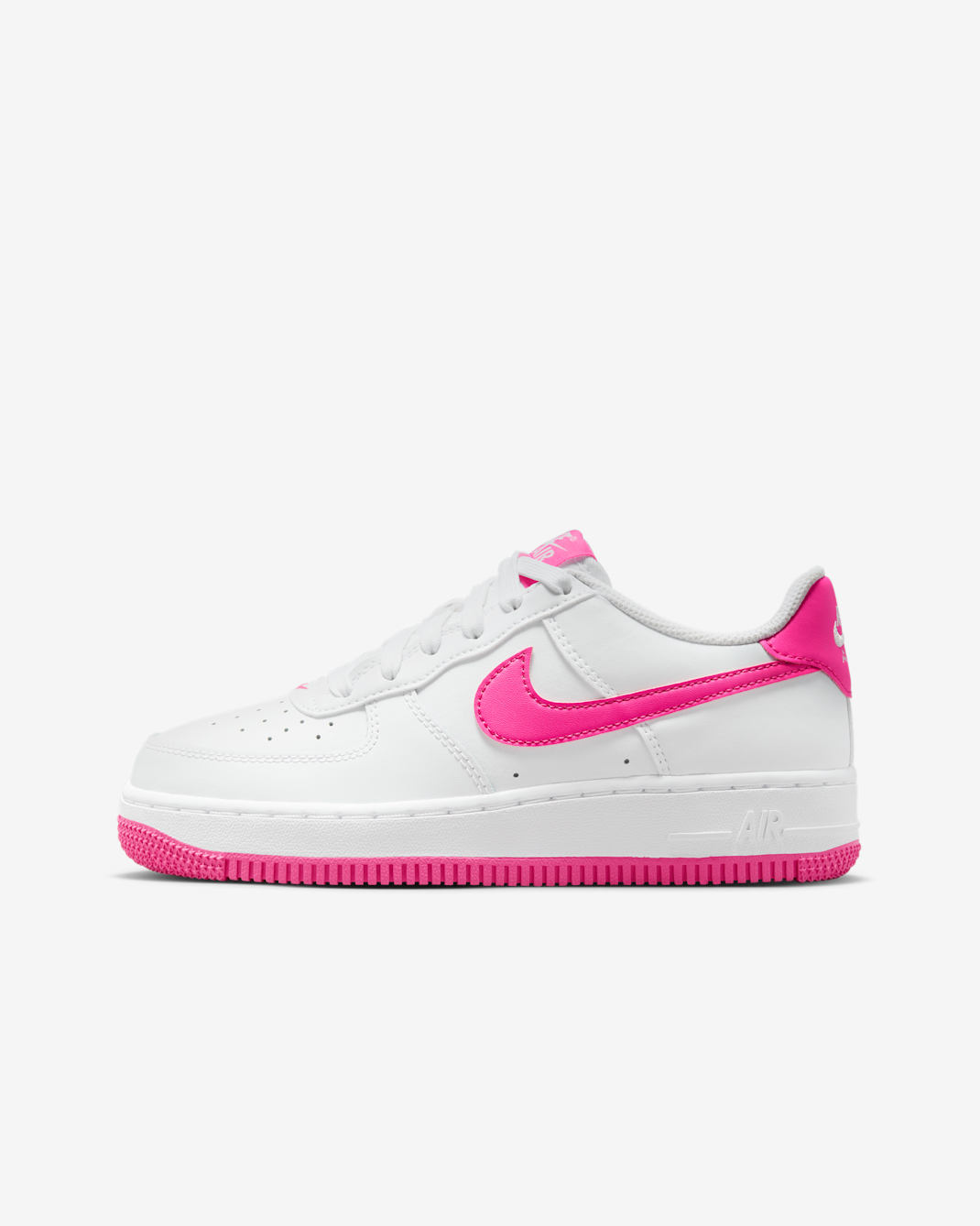 Nike Air Force 1 大童鞋款 - 白色/Laser Fuchsia