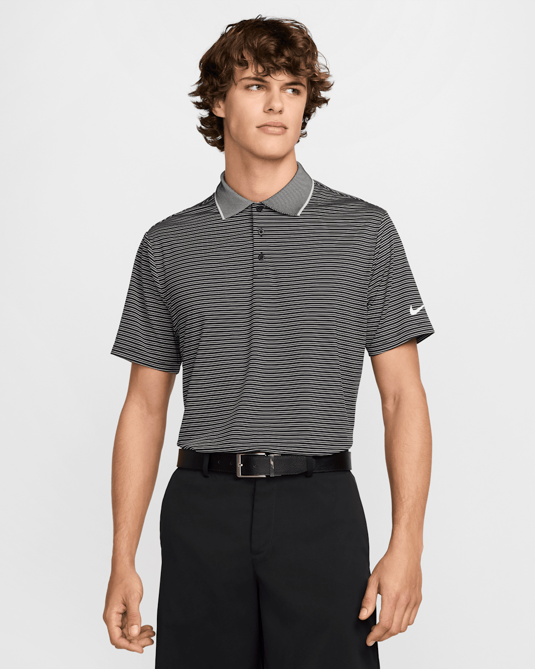 Nike Tour Men's Dri-FIT Striped Golf Polo - Black/White