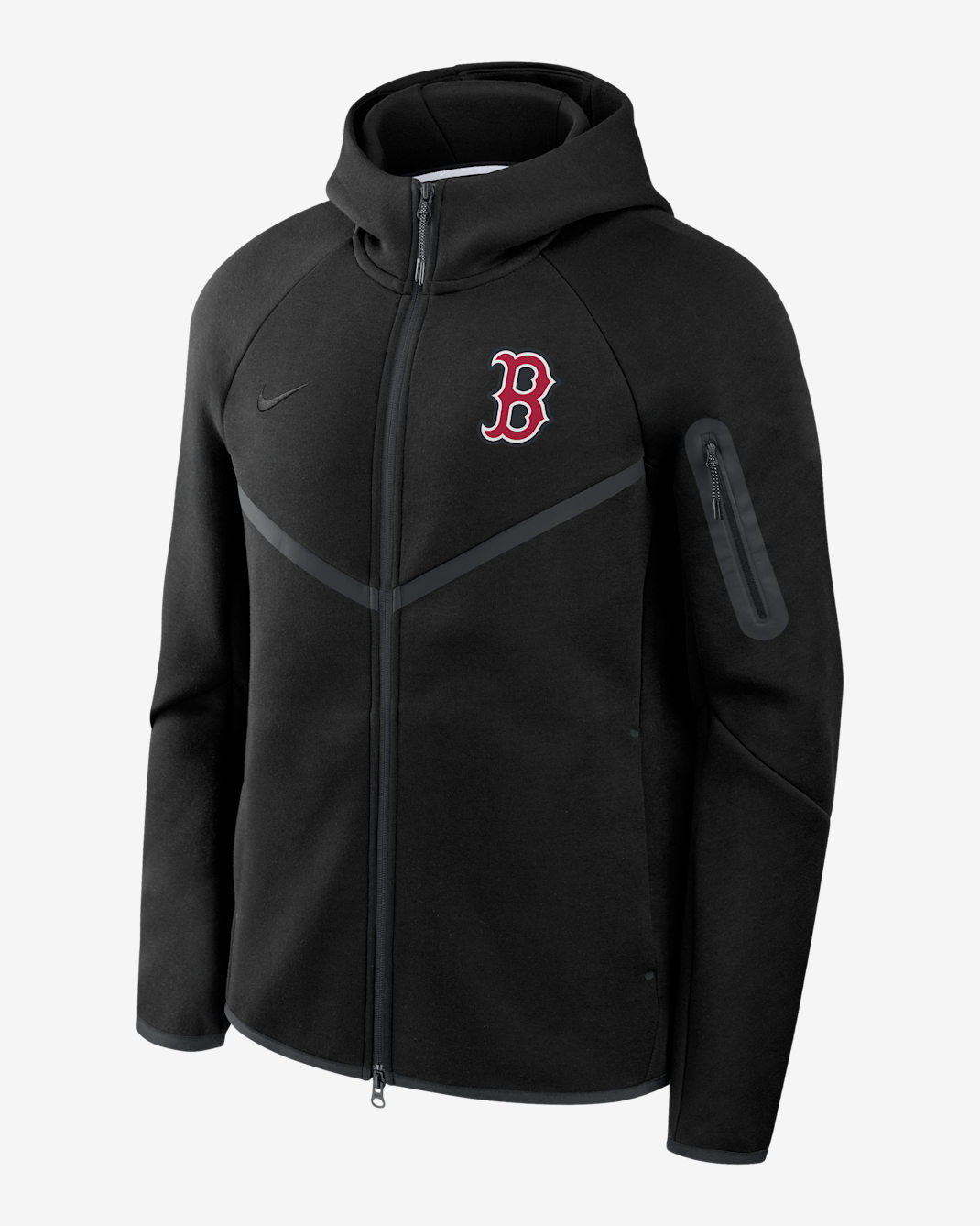 Chamarra con gorro Nike de la MLB de cierre completo para hombre Boston Red Sox Tech Fleece Windrunner - Negro
