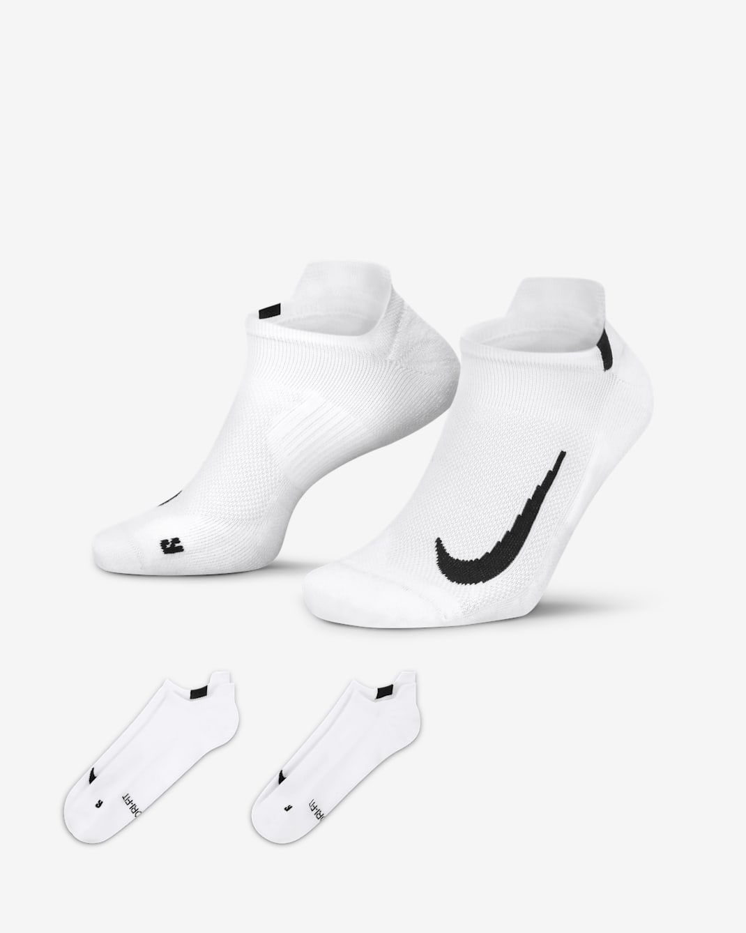 Nike Multiplier Running No-Show-Laufsocken (2 Paar) - Weiß/Schwarz