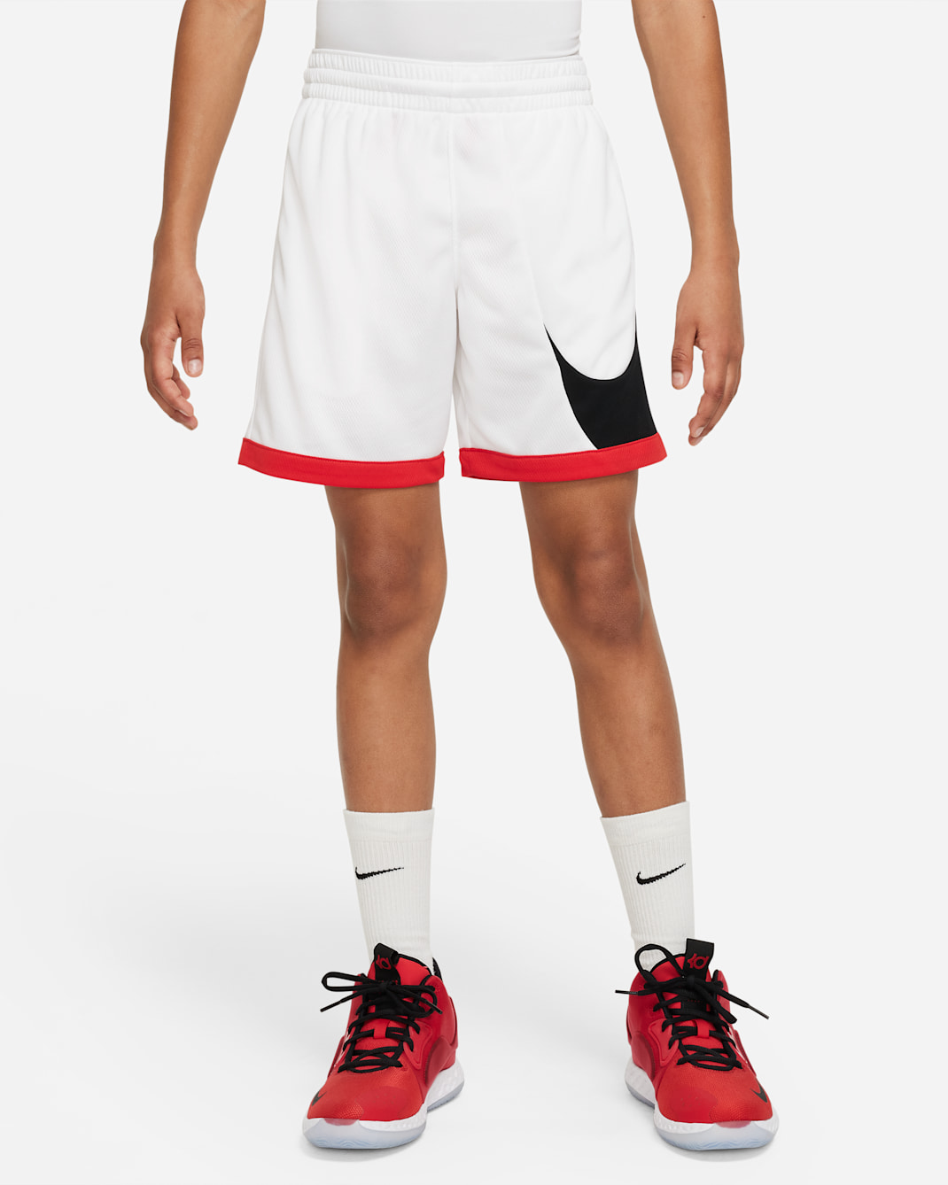 Nike Dri-FIT Older Kids' (Boys') Basketball Shorts - White/University Red/University Red/Black