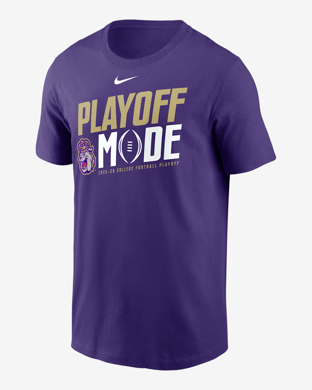 James Madison 2025/26 College Football Playoff Bound Pass Protection Men's Nike College T-Shirt - Purple