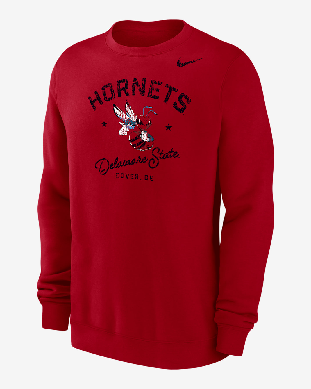 Sudadera de cuello redondo para hombre Nike Club Fleece College (Delaware State University) - Rojo universitario
