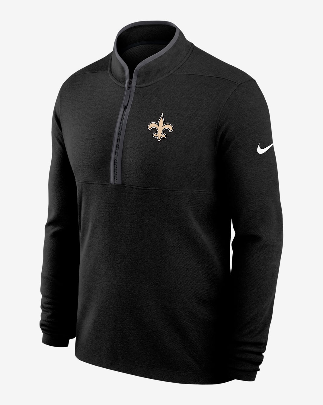 New Orleans Saints Logo Victory Men's Nike Dri-FIT NFL 1/2-Zip Long-Sleeve Top - Black