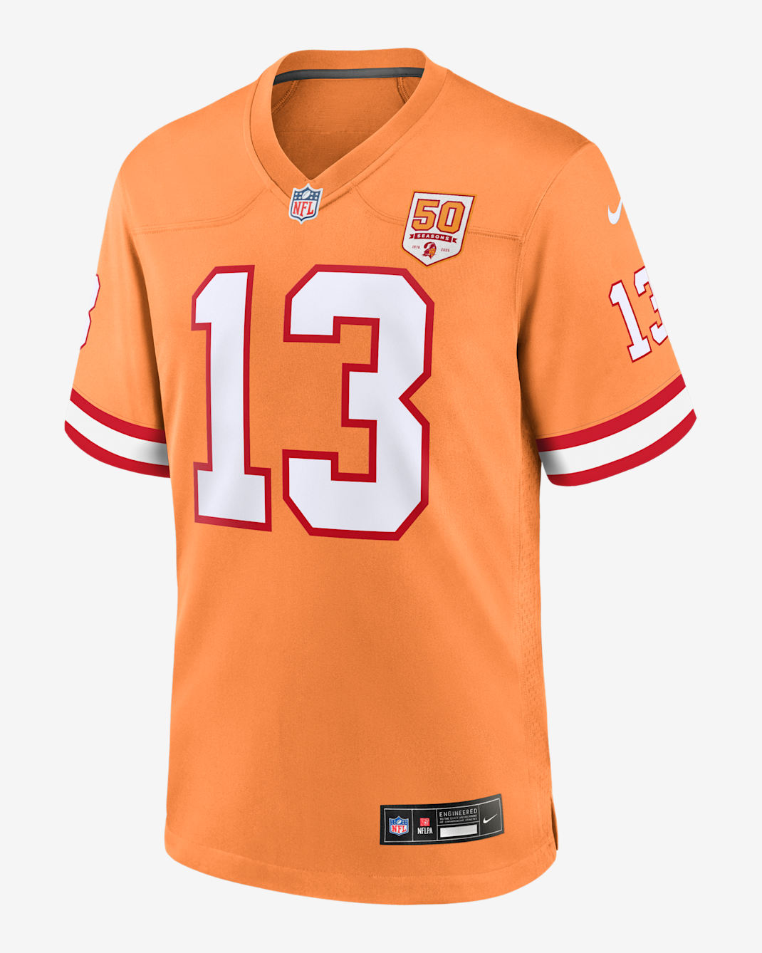 Jersey Nike de la NFL Game para hombre Mike Evans Tampa Bay Buccaneers 50th Anniversary - Naranja