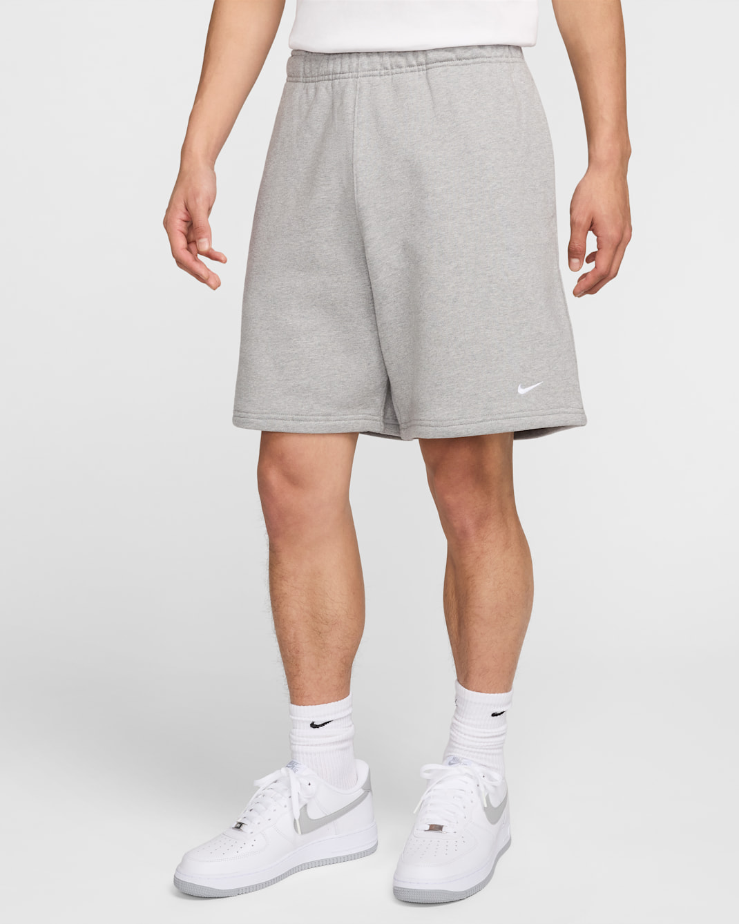 Nike Solo Swoosh Fleece 短褲 - Dark Grey Heather/白色