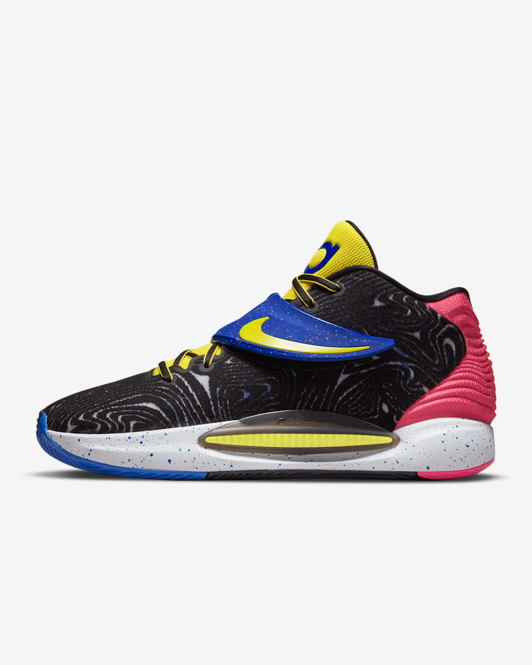 KD14 EP Basketball Shoes - Black/White/Yellow Strike/Fusion Red