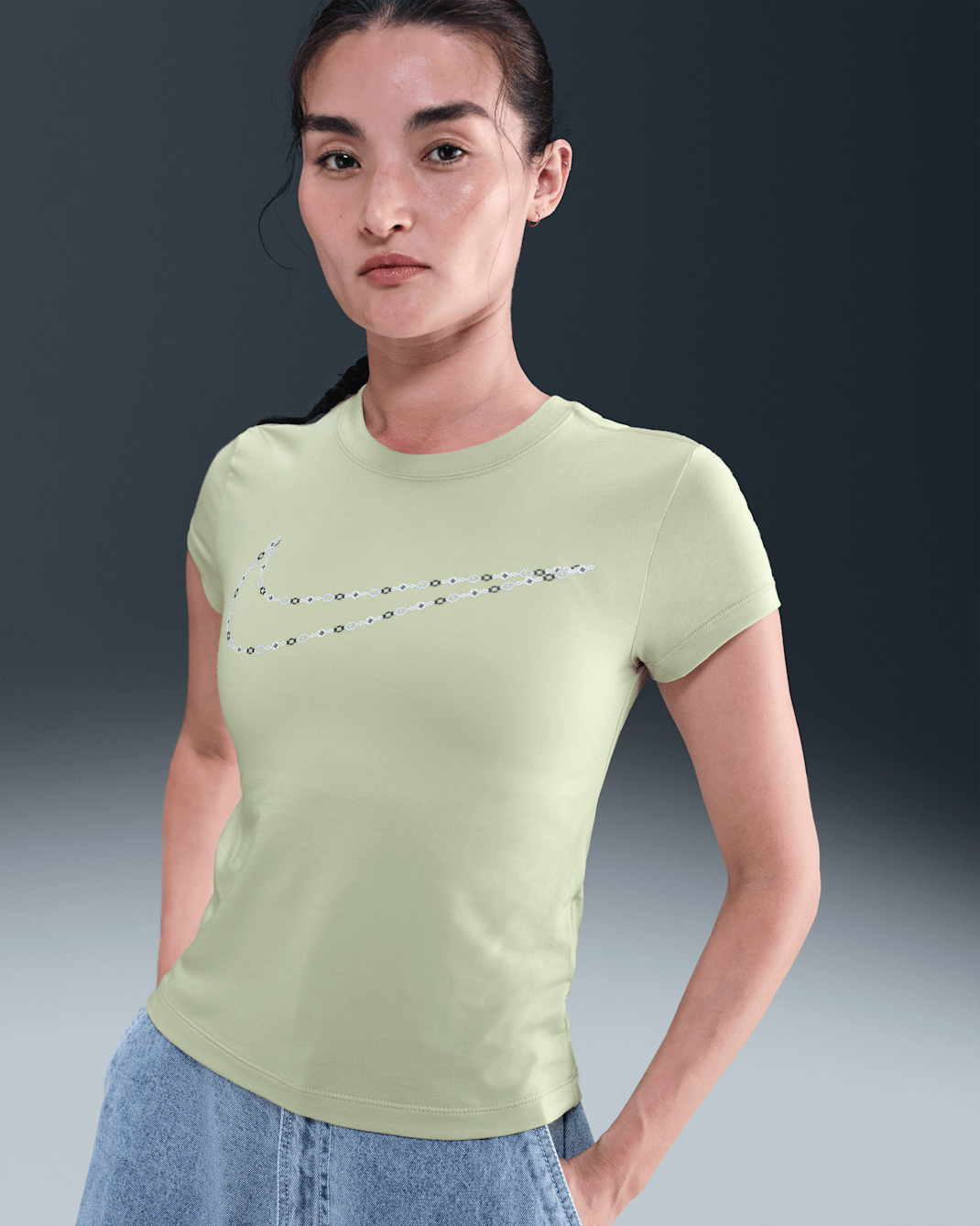 나이키 스포츠웨어 여성 니트 크롭 탑 - 올리브 아우라