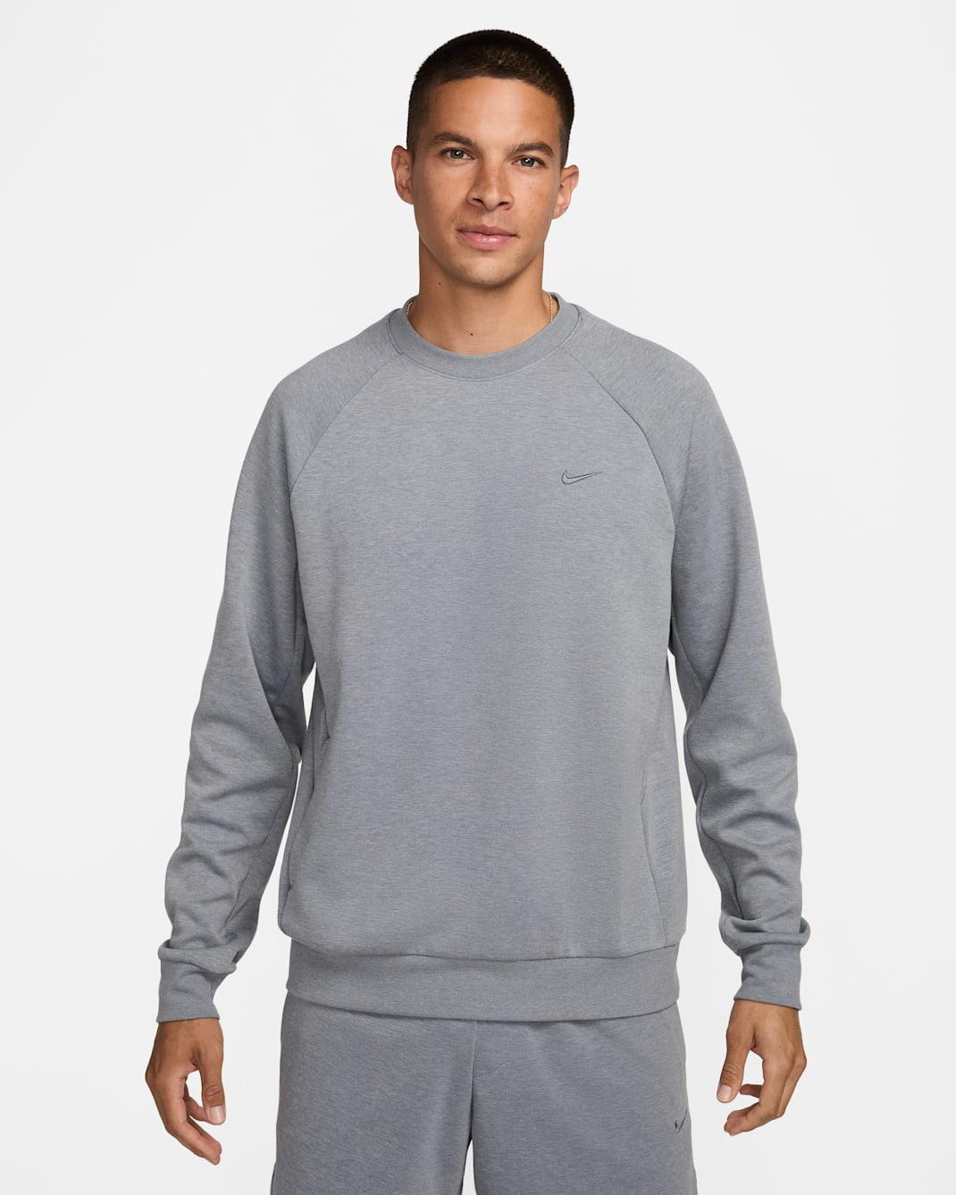 Nike Primary Fleece Men's Dri-FIT UV Performance Crew - Cool Grey/Heather/Cool Grey