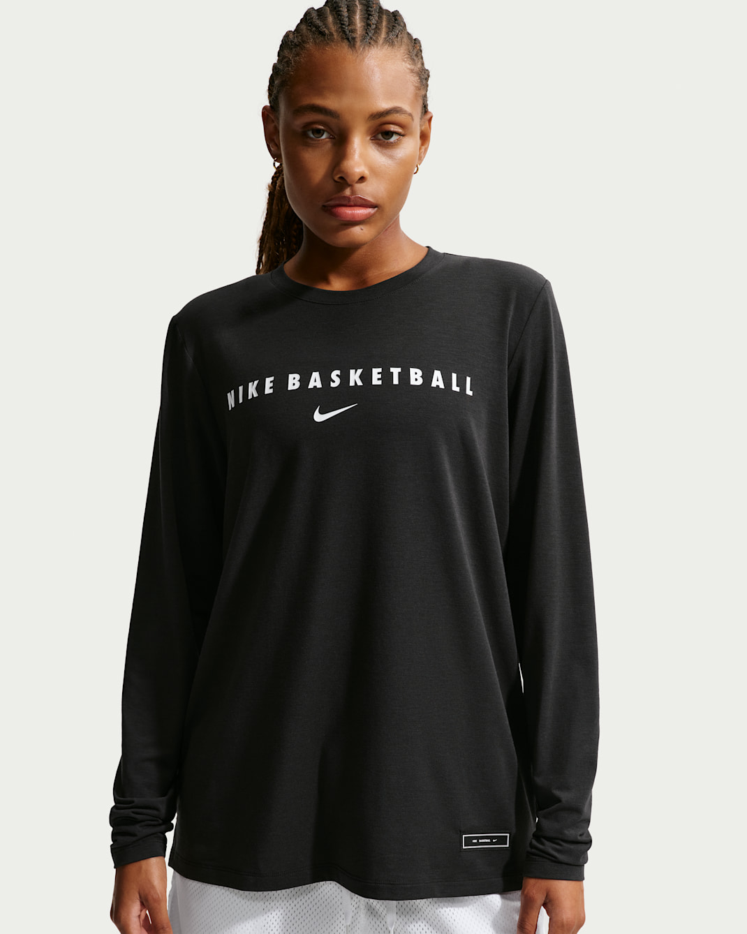 Damska koszulka rozgrzewkowa do koszykówki z długim rękawem Dri-FIT Nike - Czerń/Biel