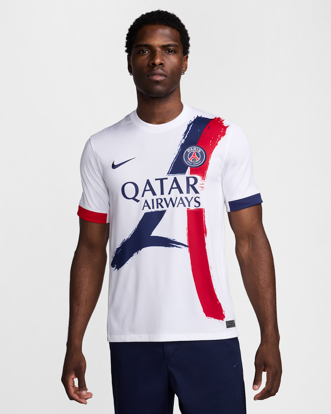 Paris Saint-Germain 2025/26 Stadium Away Men's Nike Dri-FIT Football Replica Shirt - White/Midnight Navy/University Red/Midnight Navy