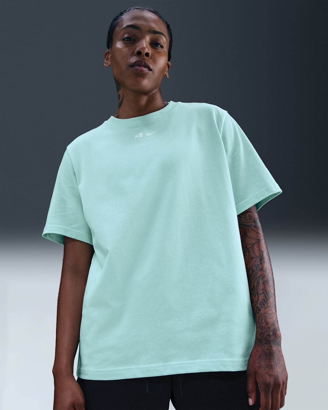 A'ja Wilson Women's Loose Short-Sleeve T-Shirt - Jade Ice/White