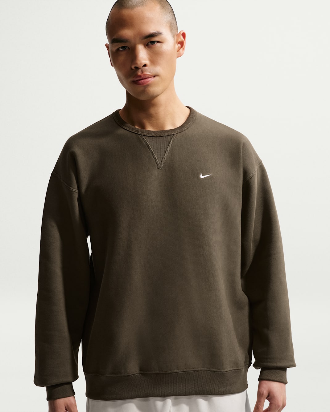 나이키 솔로 스우시 남성 플리스 크루 - 다크 헤이즐/화이트