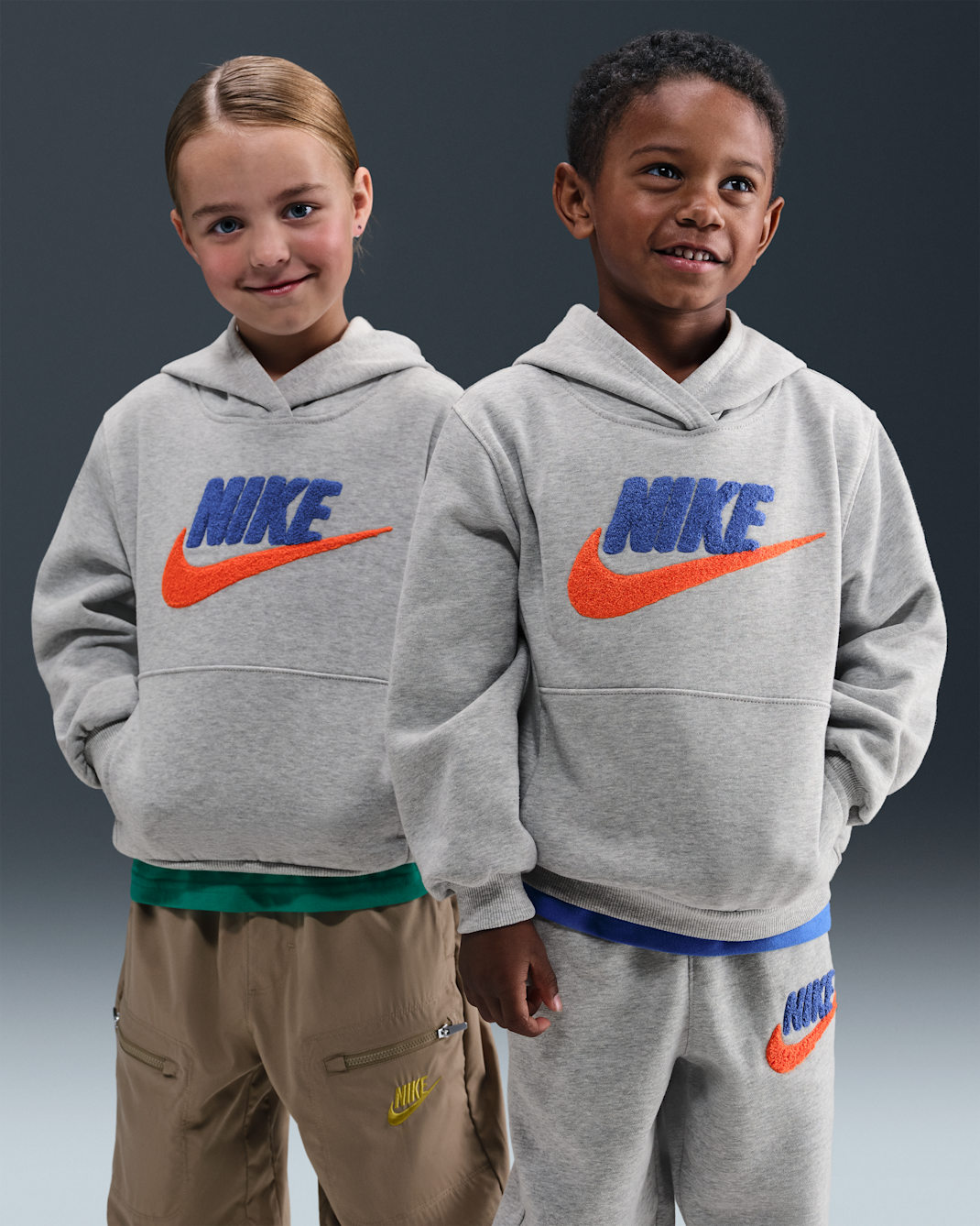 나이키 클럽 리틀키즈 셔닐 풀오버 후디 - 라이트 스모크 그레이