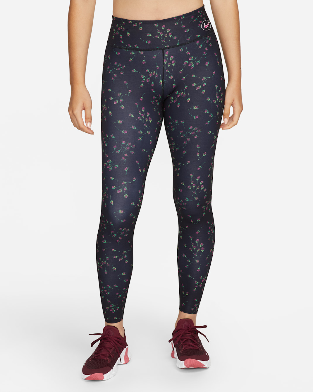 Nike One Luxe Icon Clash Women's Mid-Rise Printed Leggings - Black