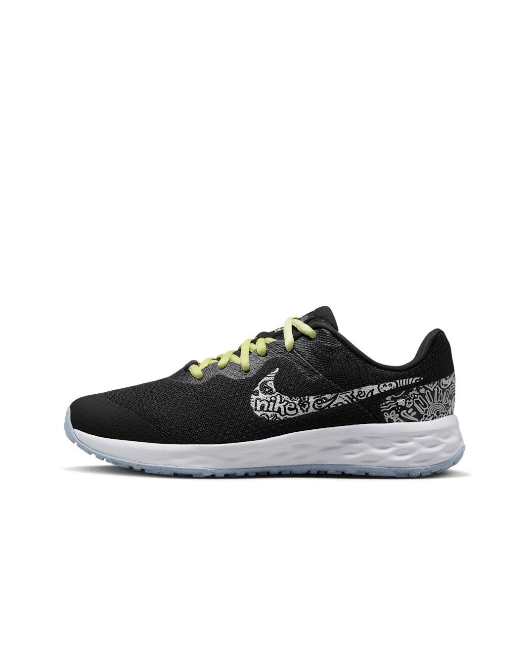 Nike Revolution 6 NN JP Older Kids' Road Running Shoes - Black/Light Lemon Twist/Cobalt Bliss/Summit White