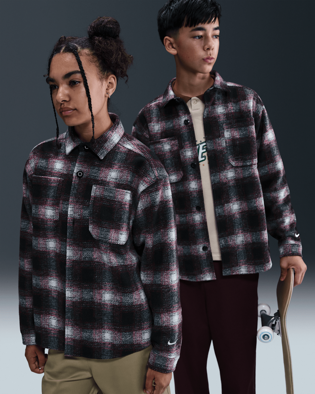 Nike SB Older Kids' Long-Sleeve Button Down Shirt - Black/White