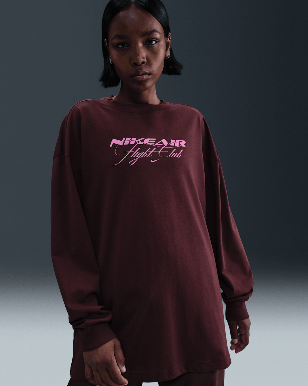 Nike Sportswear Women's Oversized Long-Sleeve T-Shirt - Burgundy Crush