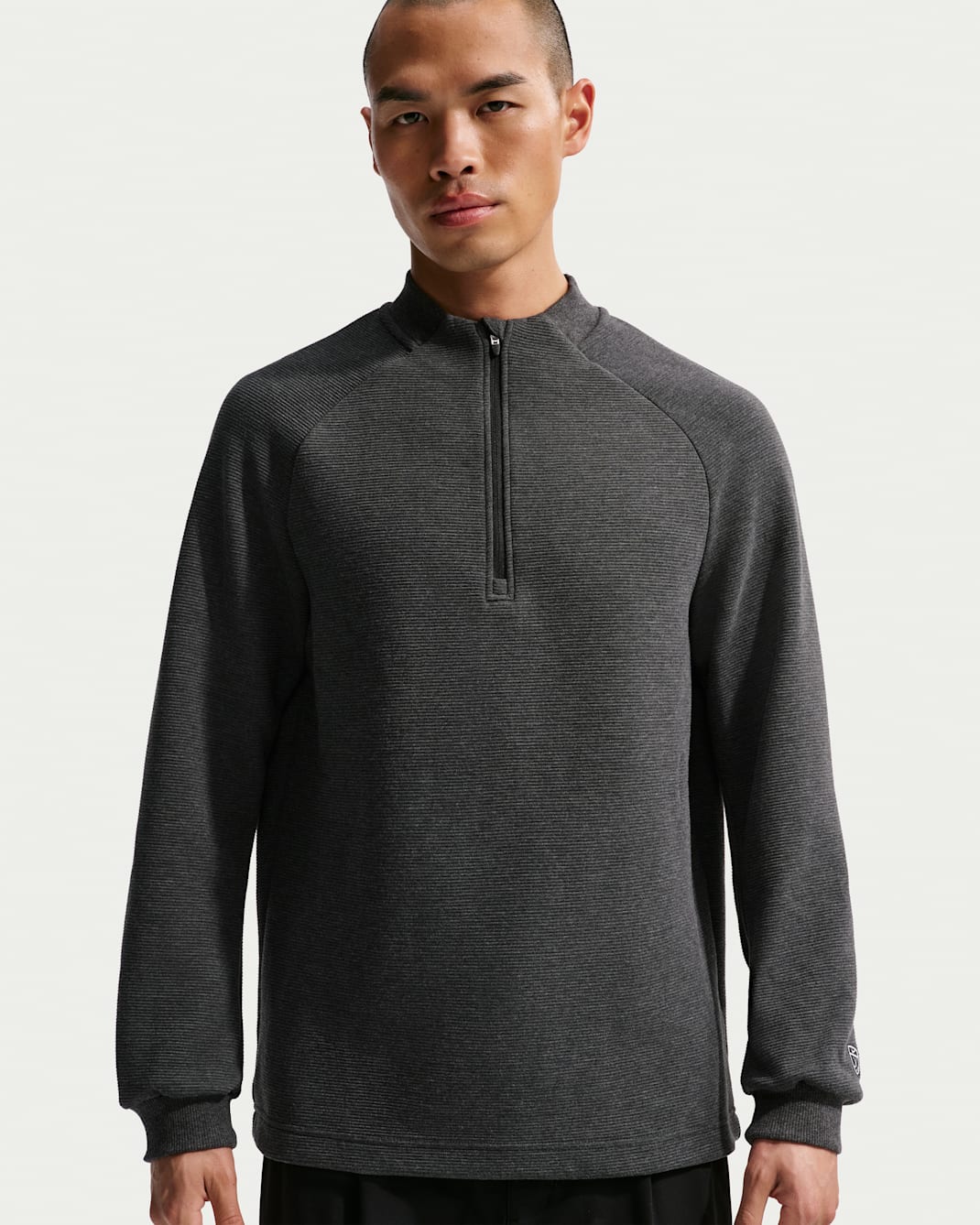 나이키 파 남성 써마 핏 하프집 골프 탑 - 블랙/화이트/블랙/블랙